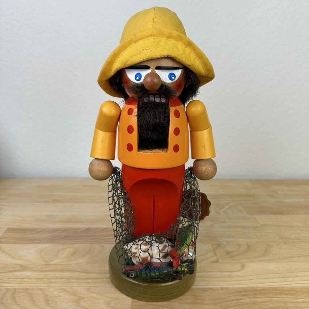 Vintage 10" Steinbach Chubby Fisherman Nutcracker W/O Box - Handmade In Germany